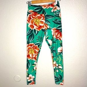 LulaRoe Leggings One Size Floral Green Teal